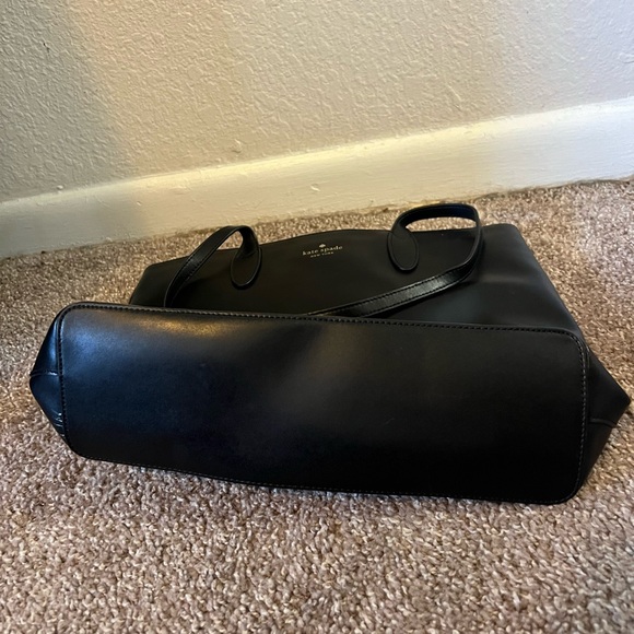 kate spade Black Leather Tote with Gold Logo - Picture 4 of 7